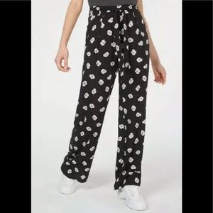 Bebop juniors wide leg floral printed pants black